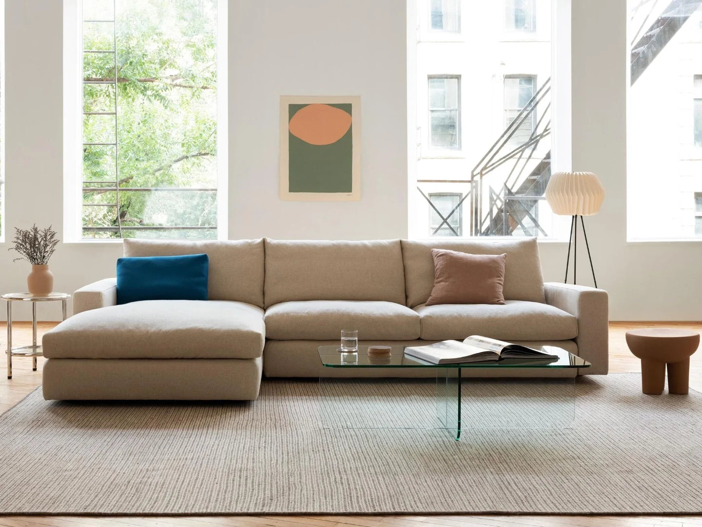 Cello Plush 2-Piece Sectional Sofa With Full Arm Chaise