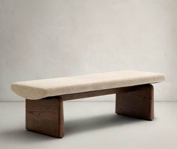 Topaz bench in beige chenille, 150 cm