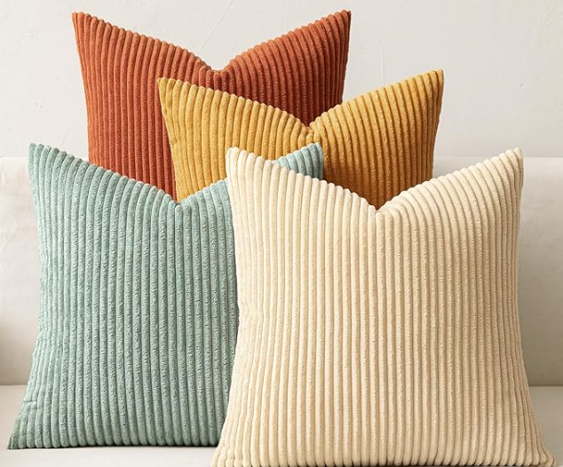Decorative Boho Farmhouse Corduroy Pillow 18 x 18"