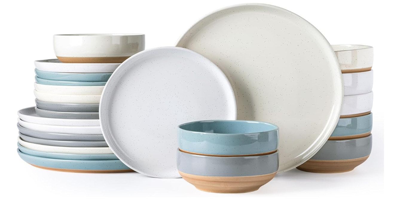 AmorArc Ceramic Handpainted Plates and Bowls Set Of 24