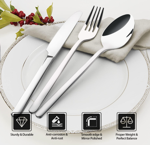 30 Pieces Silverware Set Stainless Steel Silver
