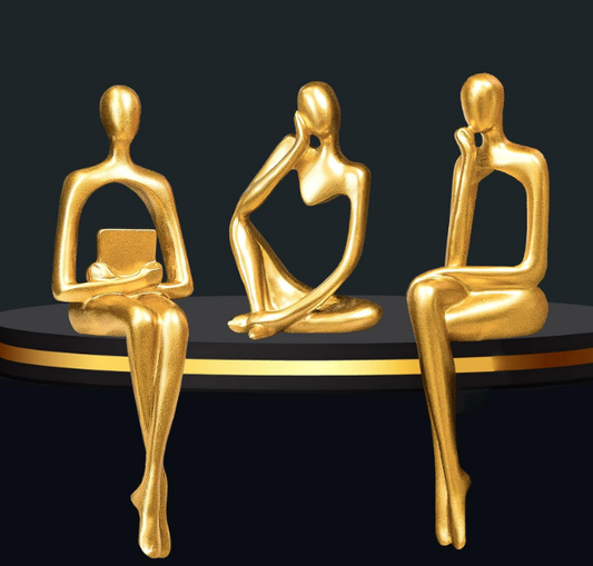 Gold Home Decor Large Thinker Statue Accents, Set of 3