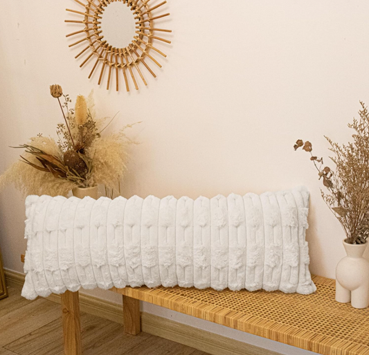 Faux Fur Long Pillow 14 x 36-inch, Cream Soft