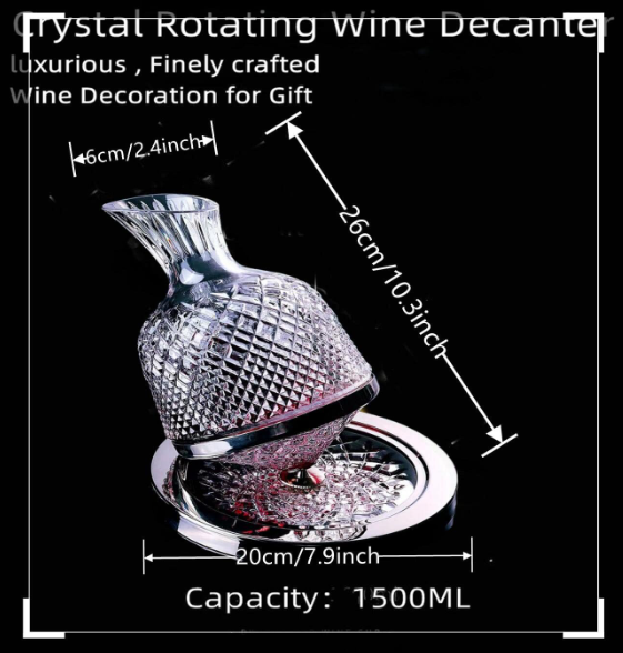 Spinning Crystal Red Wine Decanter Carafe, Jarler 1.5L