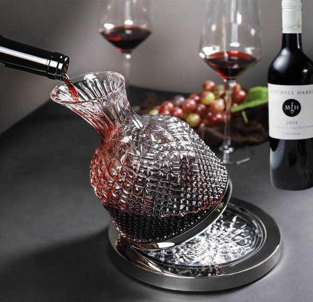 Spinning Crystal Red Wine Decanter Carafe, Jarler 1.5L