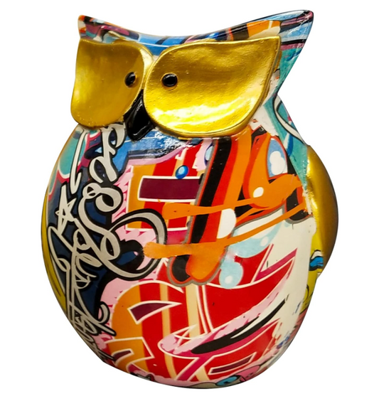 Handcrafted Modern Abstract Art Owl Collectible Figurine