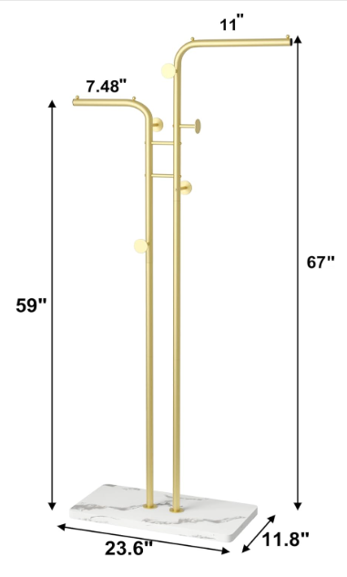 Freestanding Metal Coat Rack Gold