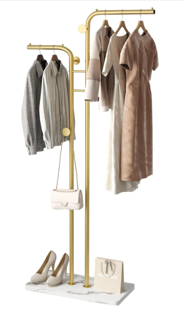 Freestanding Metal Coat Rack Gold