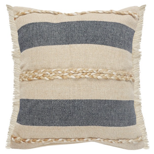 Natural Navy Decorative Pillow 24 x 24"