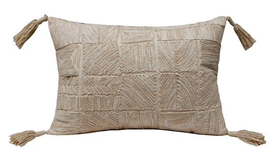 Hand-Woven Mushroom Pillow 14 x 20"