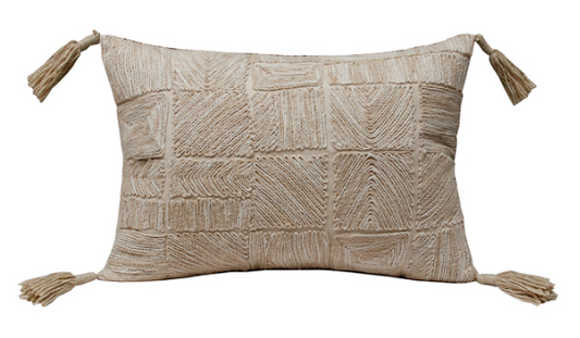 Hand-Woven Mushroom Pillow 14 x 20"