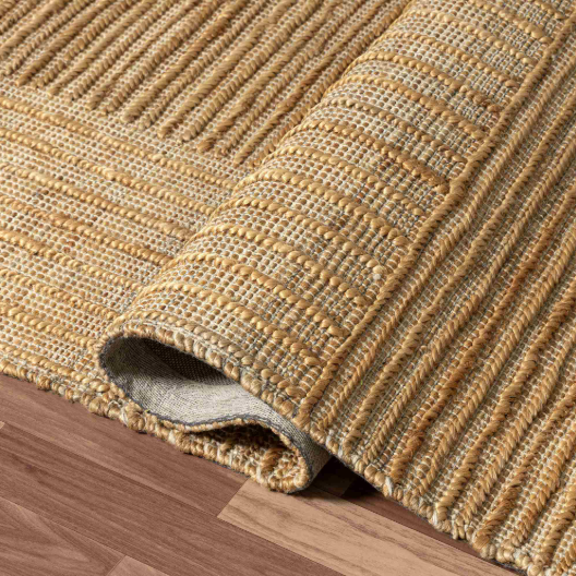 Hand Woven Jute and Cotton Striped Rug