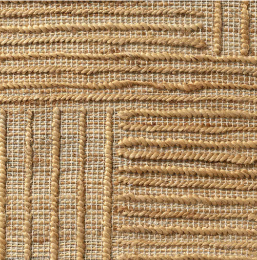 Hand Woven Jute and Cotton Striped Rug