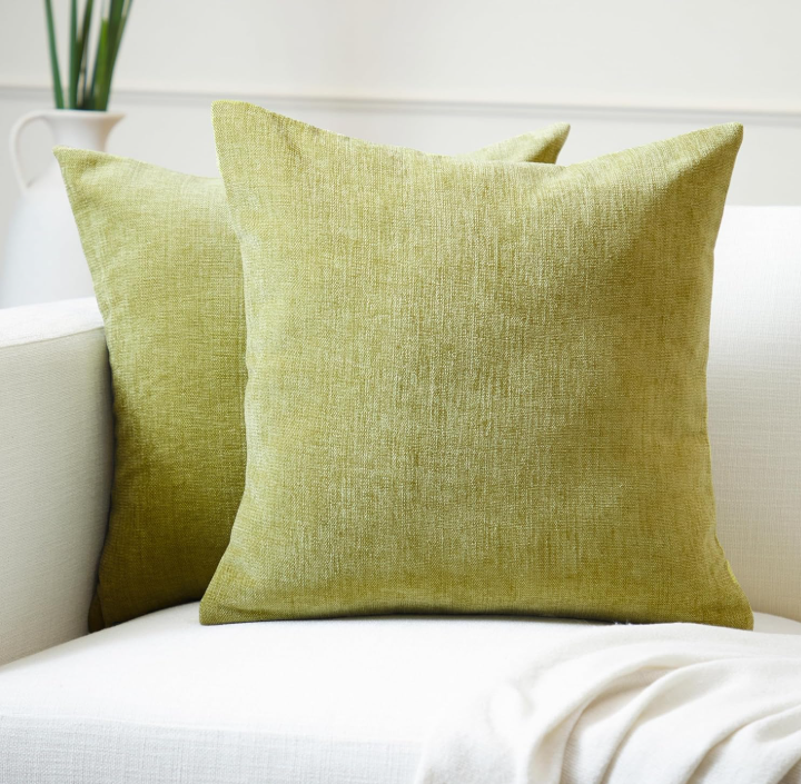 Decorative Thick Chenille Throw Pillow Olive
