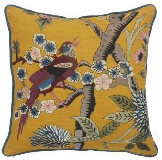 Hand-Stitched Tropical Decorative Pillow 20 x 20"