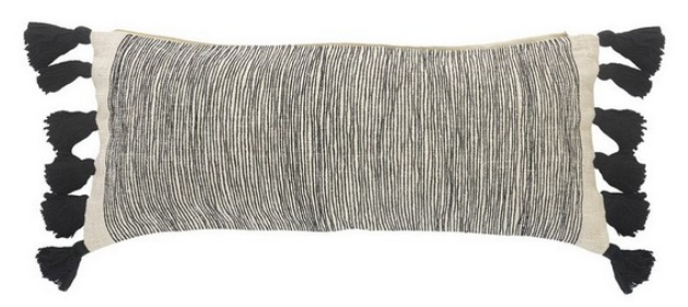 Hand-Woven Black & White Pillow 12 x 28"