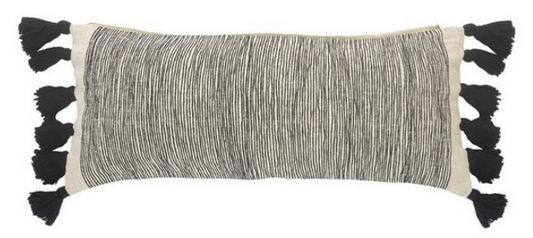 Hand-Woven Black & White Pillow 12 x 28"