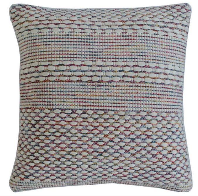Hand-Woven Cotton Rose Ivory Pillow 20 x 20"