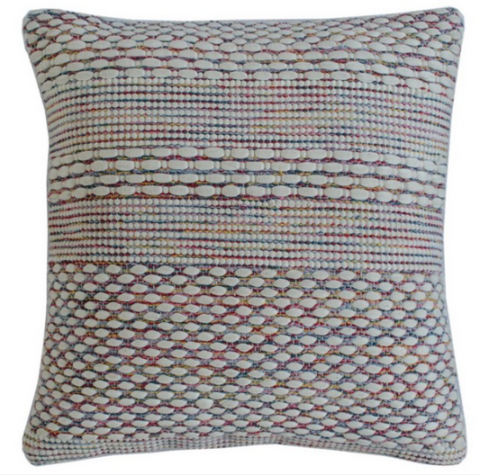 Hand-Woven Cotton Rose Ivory Pillow 20 x 20"