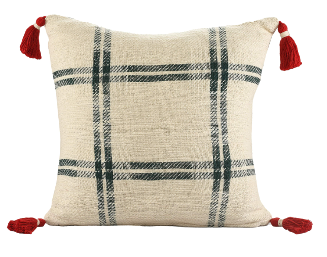 Hand-Woven Christmas Cotton Pillow 20 x 20"