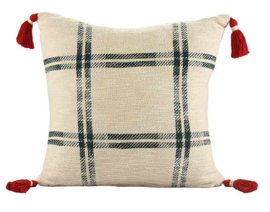 Hand-Woven Christmas Cotton Pillow 20 x 20"