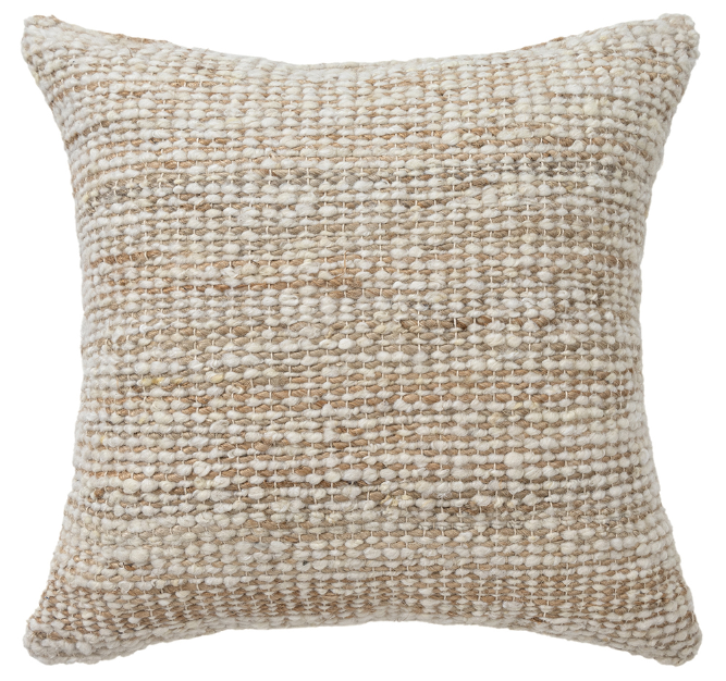 Hand-Woven Wool Jute Cotton Pillow 22 x 22"