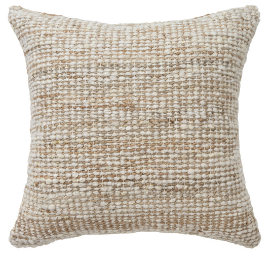 Hand-Woven Wool Jute Cotton Pillow 22 x 22"