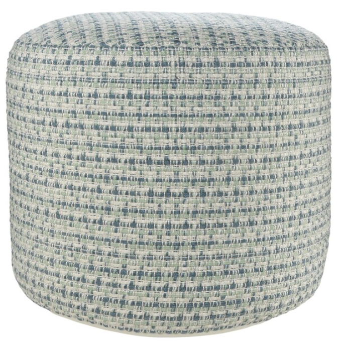 100% Polyester Cylinder Blue Pouf