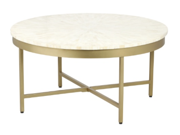 Hand Made Gold White Coffee Table 36"