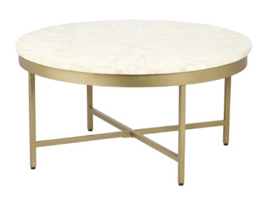 Hand Made Gold White Coffee Table 36"
