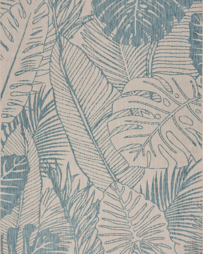 Indoor Outdoor Seaside Rug Aqua 7.6 x 9.5"