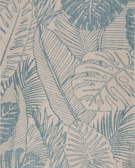 Indoor Outdoor Seaside Rug Aqua 7.6 x 9.5"