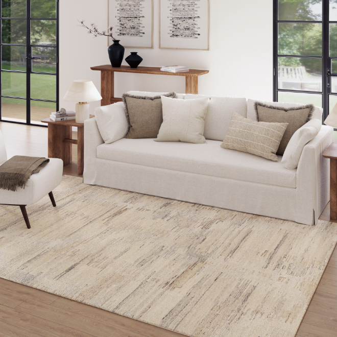 Hand Tufted New Zealand Wool Rug Cream Tan