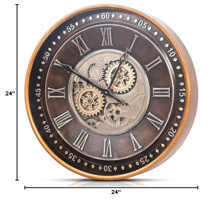 Antique Gold Metal 24 Inch Wall Clock