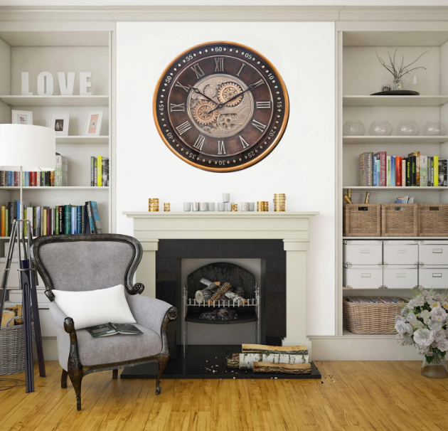 Antique Gold Metal 24 Inch Wall Clock