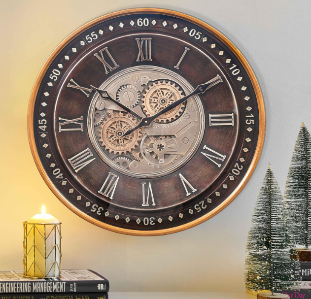 Antique Gold Metal 24 Inch Wall Clock