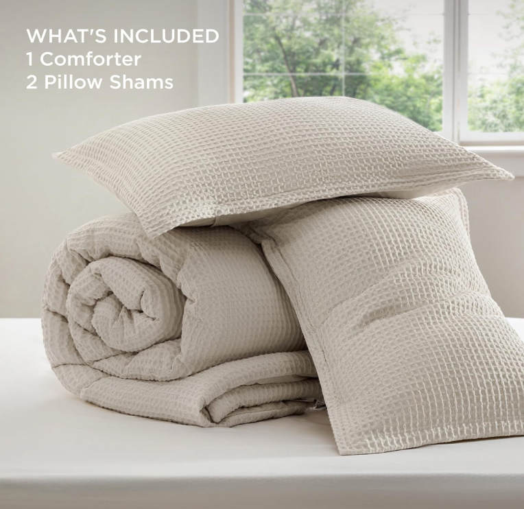 Linen Cotton Waffle Comforter Set