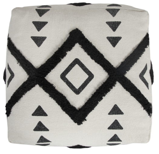 Handmade 100% Cotton B&W Ottoman