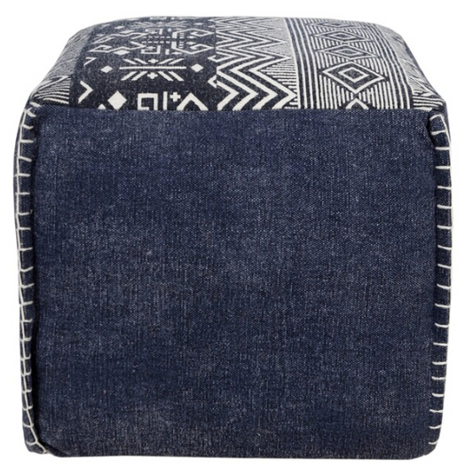 Handmade 100% Cotton Square Blue Ottoman