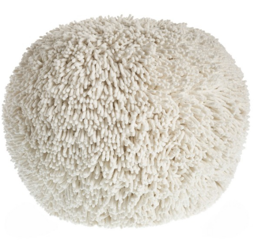 Hand-Made Round Cotton Ottoman White