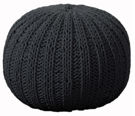 Hand-Made Charcoal Cotton Pouf