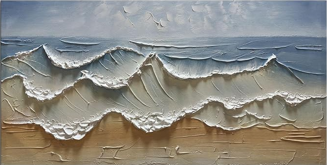 Abstract Blue Ocean Wave Wall Art 3D