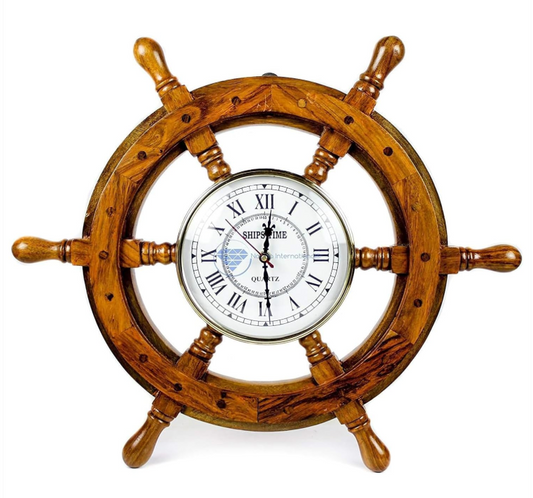 Nautical Clock Ship Wheels Deco