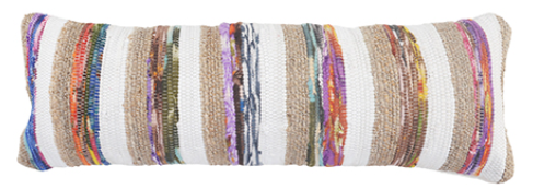 Hand-Woven Cotton Jute Multi Color Lumbar Pillow