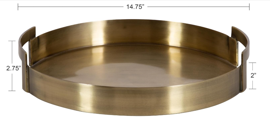 Brass Metal Round Tray 15x15"