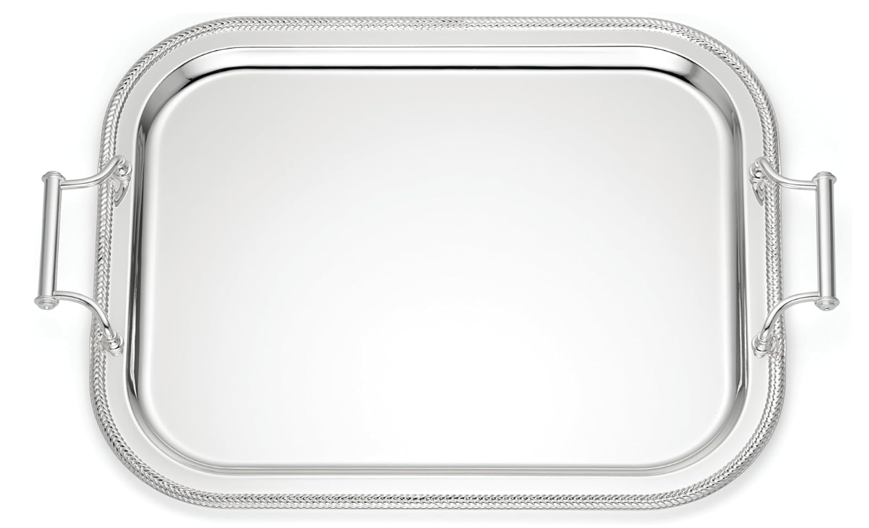 Rectangle Silver Tray With Handles