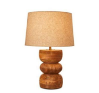 Grooved Wooden Table Lamp