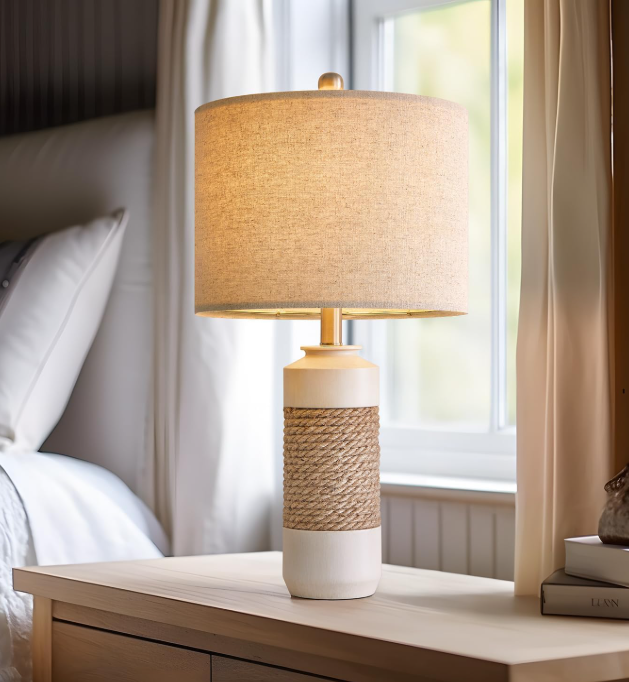 Rattan Boho Table Lamp 23"