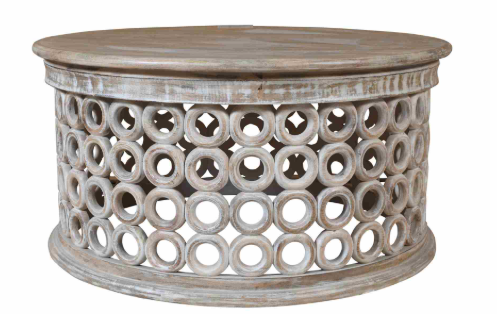 Hand Made White Wash Wood Coffee Table