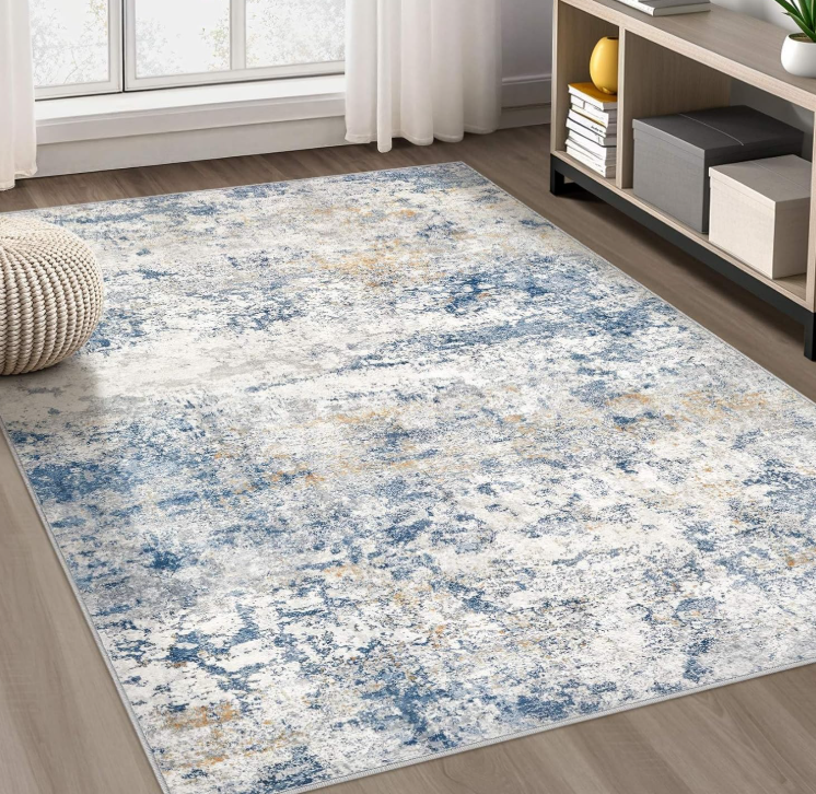 Washable Modern Carpet Blue